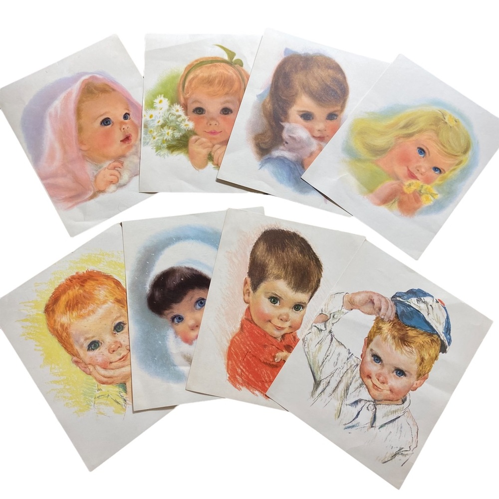 Set of 8 Vintage Northern Tissue Children Ad Art Prints